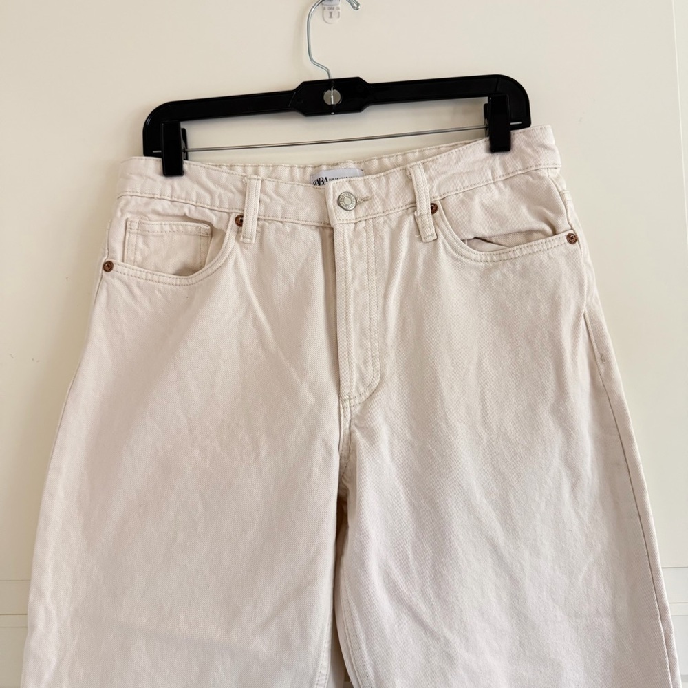 Zara White The Grunge Wide Leg Pant Jeans Size 6 - 41988 - Picture 4 of 11